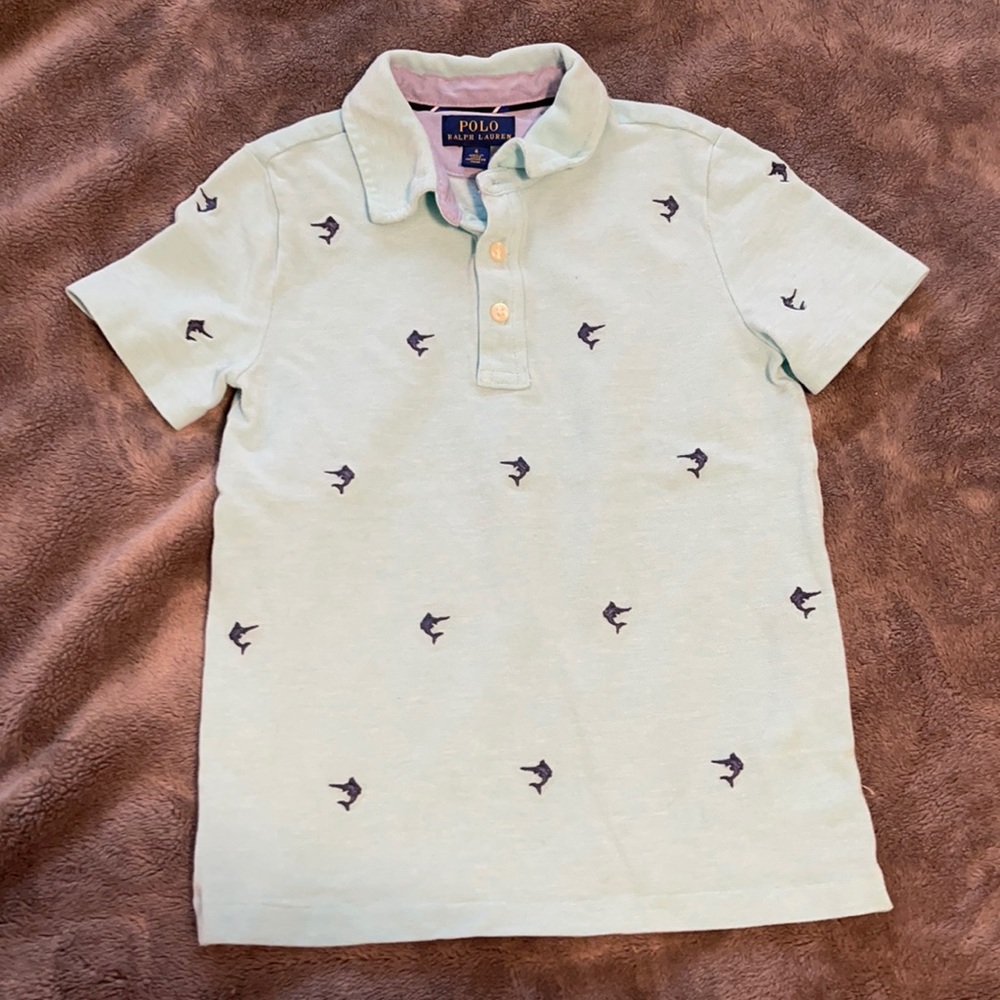 Ralph Lauren Polo Boys6 NWOT light blue with dark blue sword fish